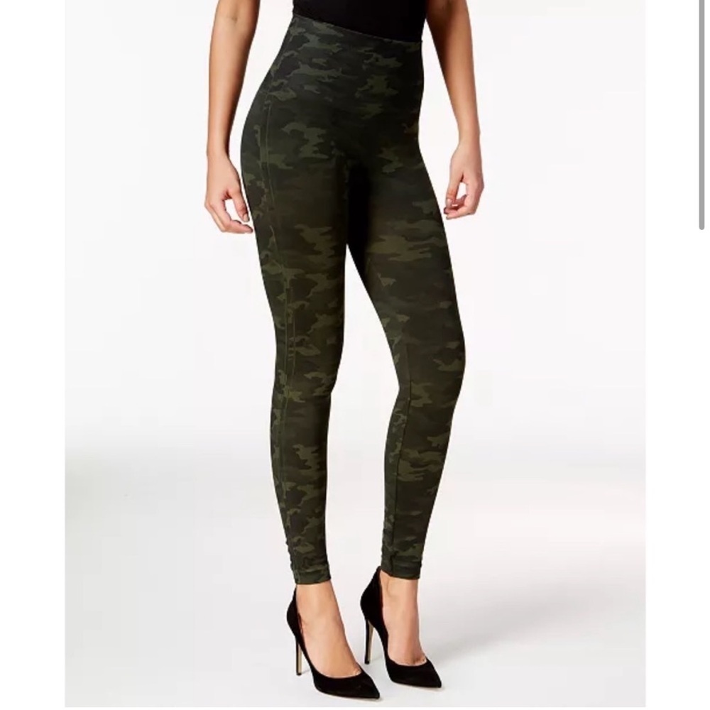 Spanx Women’s XS Army Green Black Camo Stretch Leggings Pants High Waist